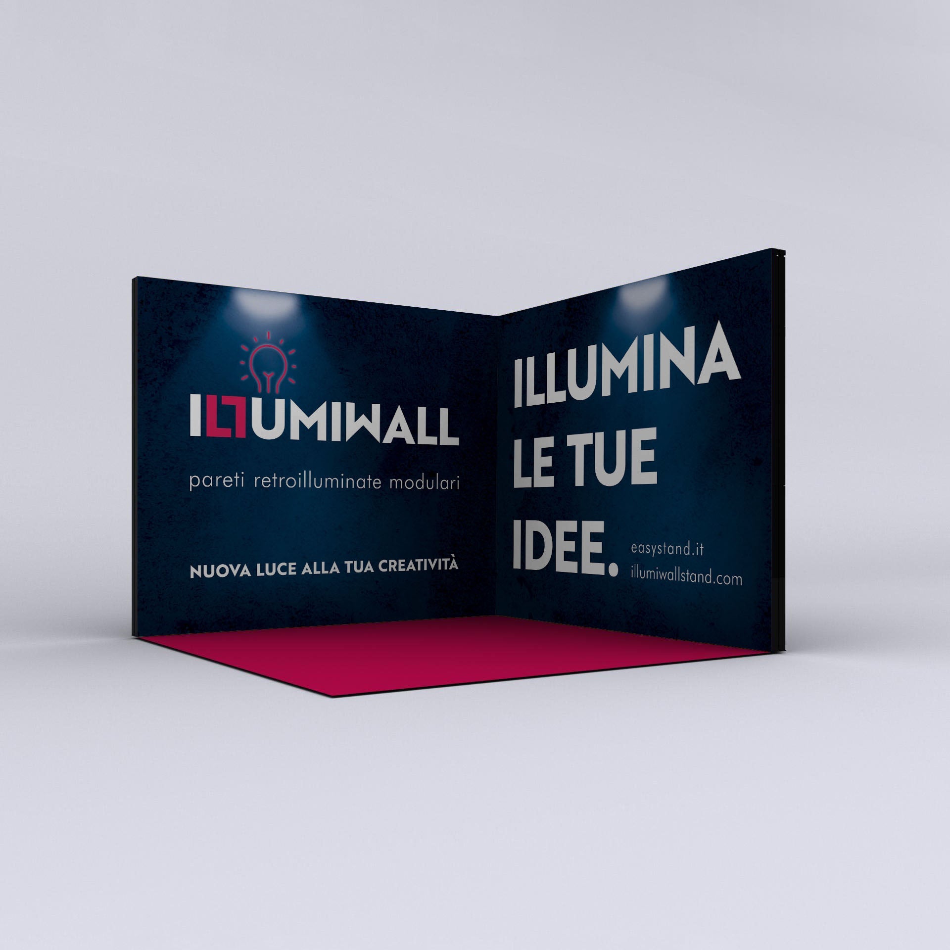 Stand angolare 300x300x250h Stand retroilluminato - ILLUMIWALL